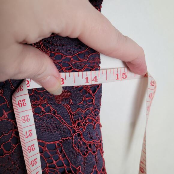 Mod Cloth A Night Like This blue and red lace ruffle hem halter dress Size 8 - Picture 15 of 15